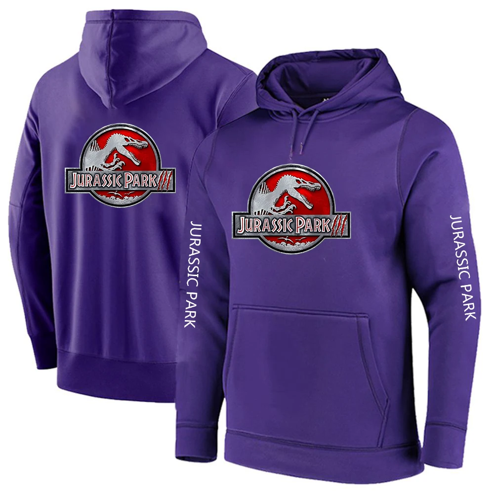 023 Jurassic Park Men New Autumn Solid Color Hoodies Streetwear Sweatshirts Hooded Long Sleeve Fashionable Coats Pullover