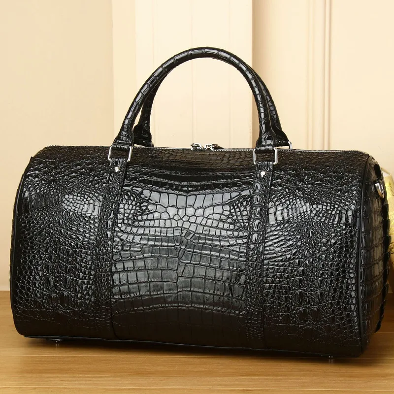 New Crocodile Belly Pattern Luggage Large Capacity Travel Single Shoulder Diagonal Straddle Men's Bag Trendy
