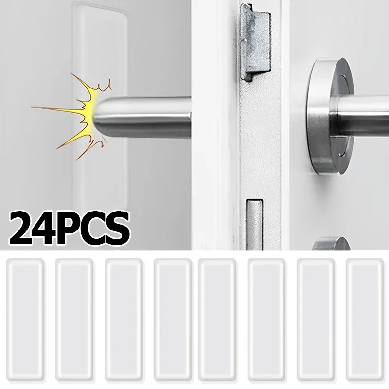 Silicone Door Stop Transparent Handle Buffer Cabinet Bumpers Anti-Collision Pads Wall Protector Silencer Crash Stickers 8/24Pcs