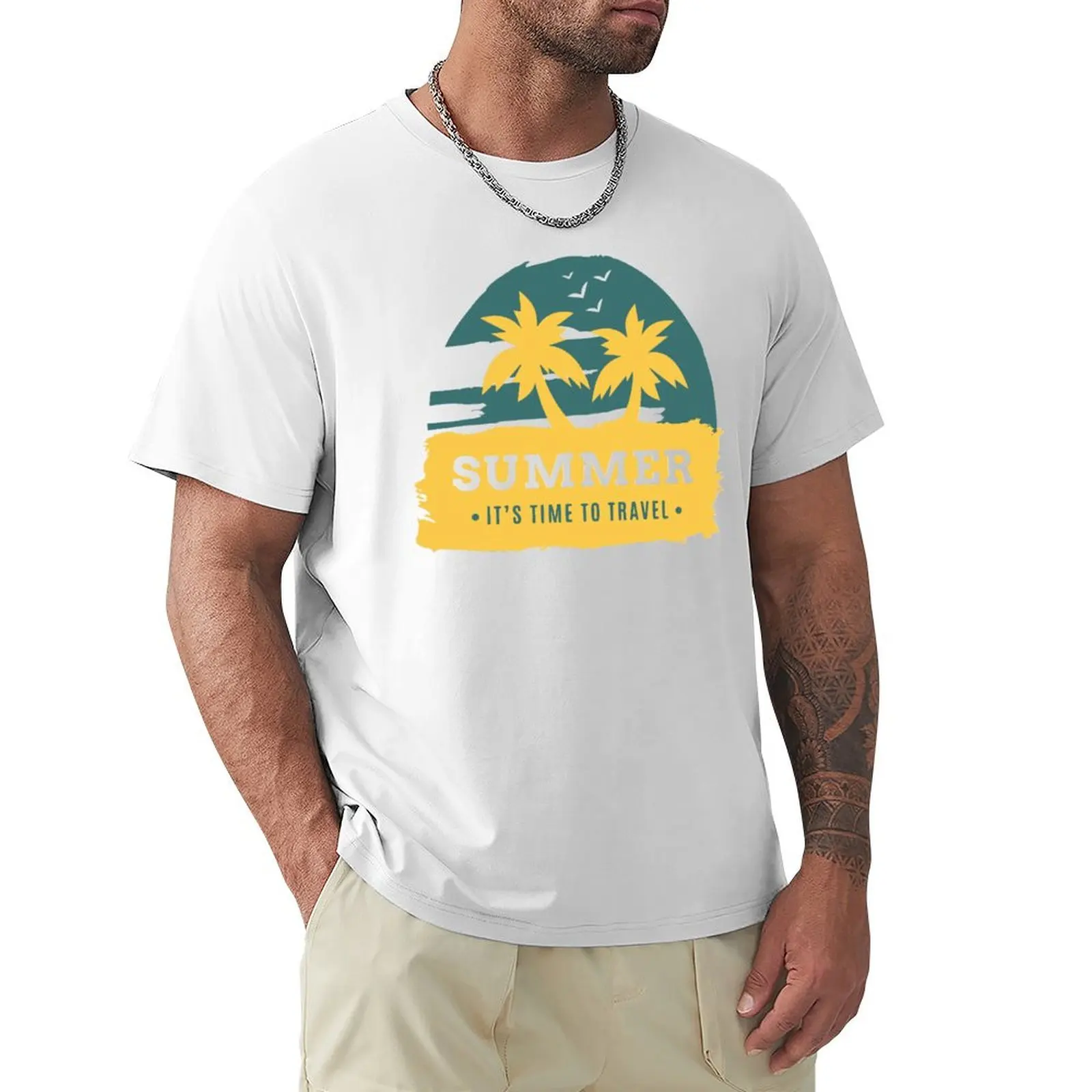 

Summer - time to travel T-shirt blacks plus size tops mens clothes
