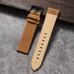 Calfskin Genuine Leather Watchbands - Premium Black & Brown Smartwatch Strap Collection - 18mm (LightBrown)
