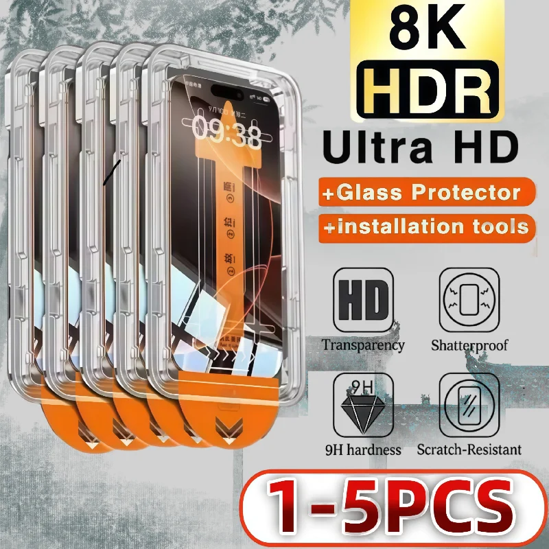 1-5Pcs Oleophobic Coating Dust Free Easy Installation Screen Protector For iPhone 17 Pro Max Air XR X XS 16Plus