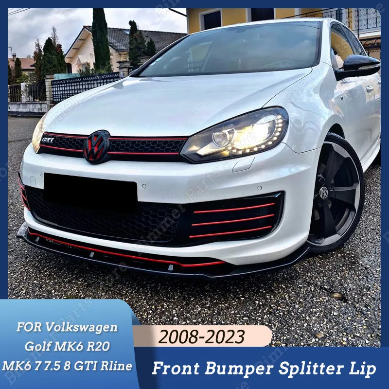 

For Volkswagen VW Golf MK6 R20 6 MK7 7 7.5 8 GTI R Rline 2008-2023 Front Bumper Spoiler Lip Body Kit Splitter Diffuser Tuning