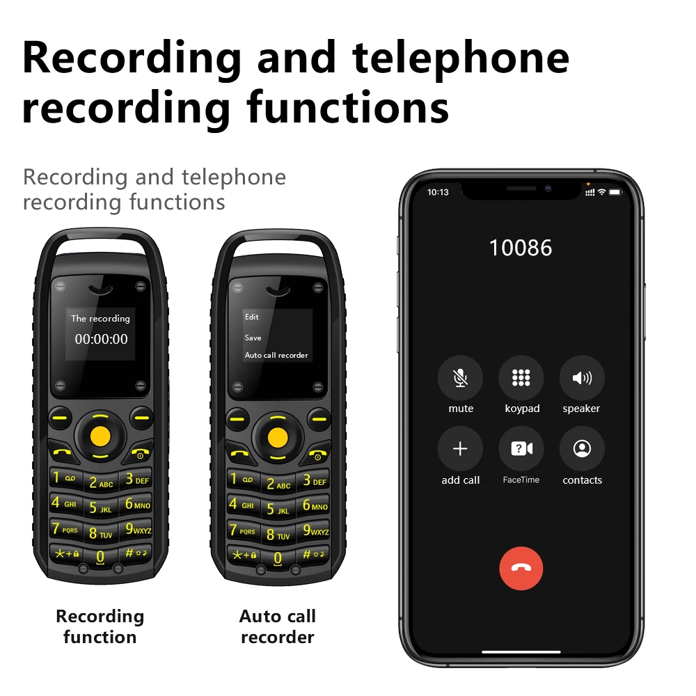 SERVO B25 Mini Feature Mobile Phone Bluetooth Dialing Blacklist Smallest Backup 2 SIM Super Small Cell Phone Wear around Ears