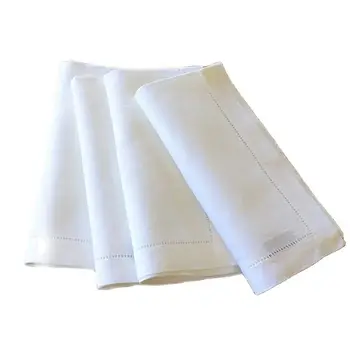 Serviettes de cocktail ajourées en lin blanc, 12 pièces, en tissu de coton, pour fête, mariage, grill 1