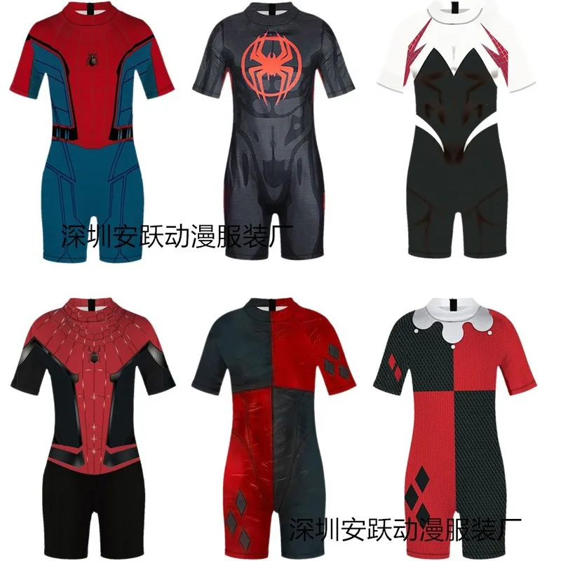 

2024 Summer Outdoor Spider-man Printed Tight Children's Swimwear Boys And Girls One-piece Beach Clothing Marvel Cosplay Clothes