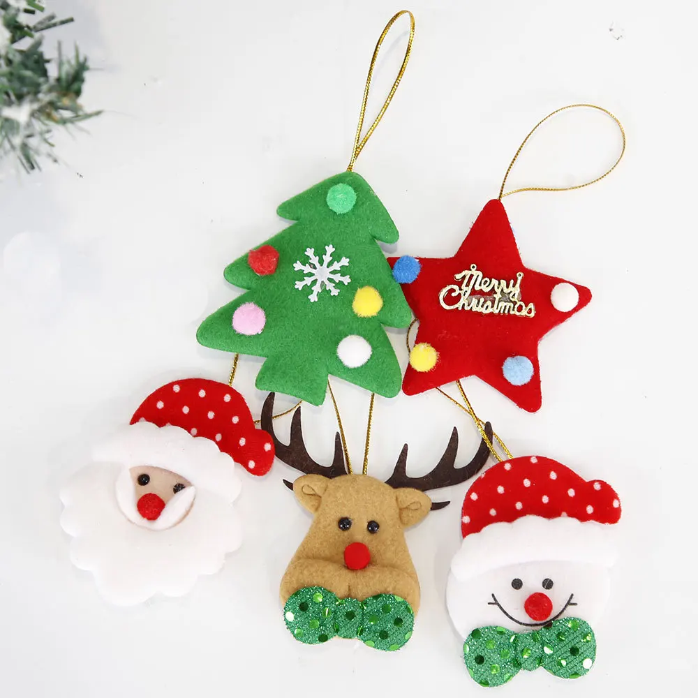 Cute Christmas Santa Claus Christmas Tree Elk Hanging Ornaments Plush Santa Claus Pendant Home Party Xmas Tree Decorations