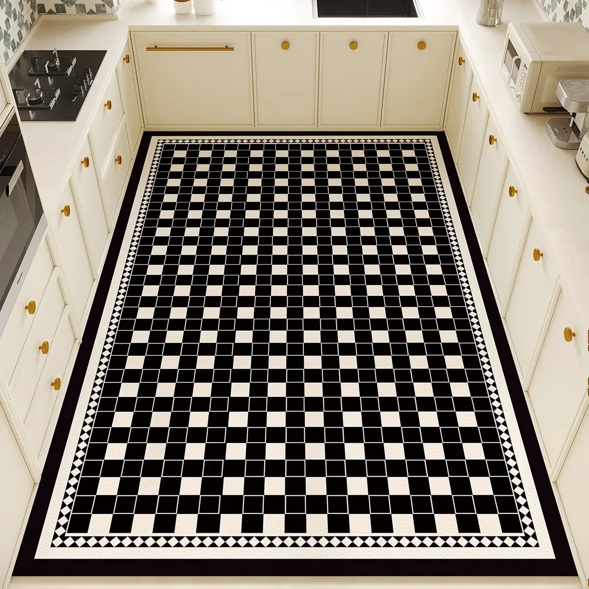 Kitchen Floor Mat Large Pvc Leather Carpet Waterproof Anti-slip Foot Mats Oil-proof Long Rug Minimalism Home Decoration Rugs 2