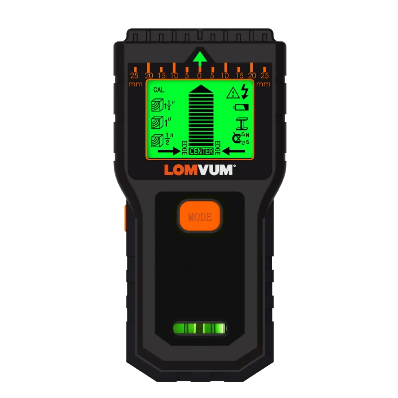 LOMVUM Metal Detector Backlit Black AC Wood Stud Finder Cable Wires Depth Tracker Undeground Sturs Wall Scanner LCD HD Display