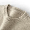 DjzDsm Men's 100% Merino Wool Top Winter Youth Solid Color Pullover Long Sleeve Thick Round Neck Knitted Bottoming Sweater 3