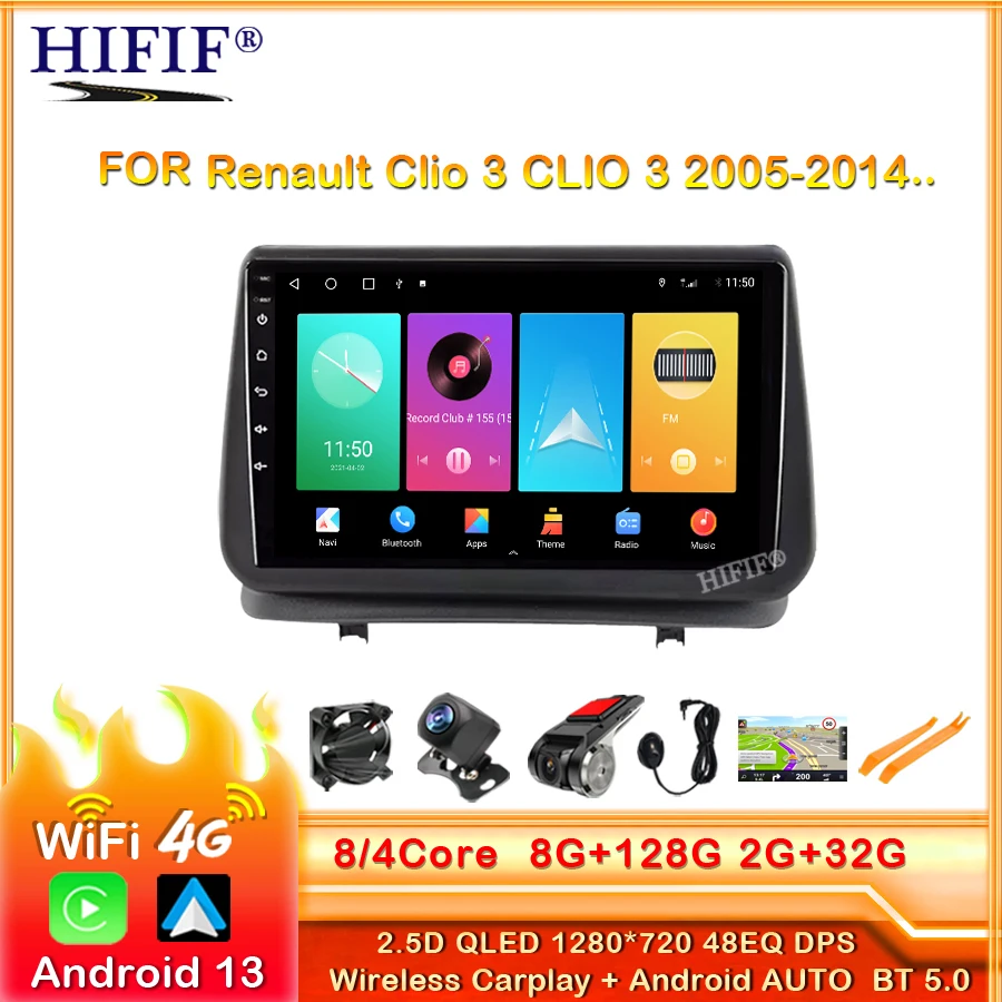 Autoradio 2 Din Android 13 Per Renault Clio 3 Clio 3 2005-2014 Autoradio Carplay 2Din Lettori Video Stereo