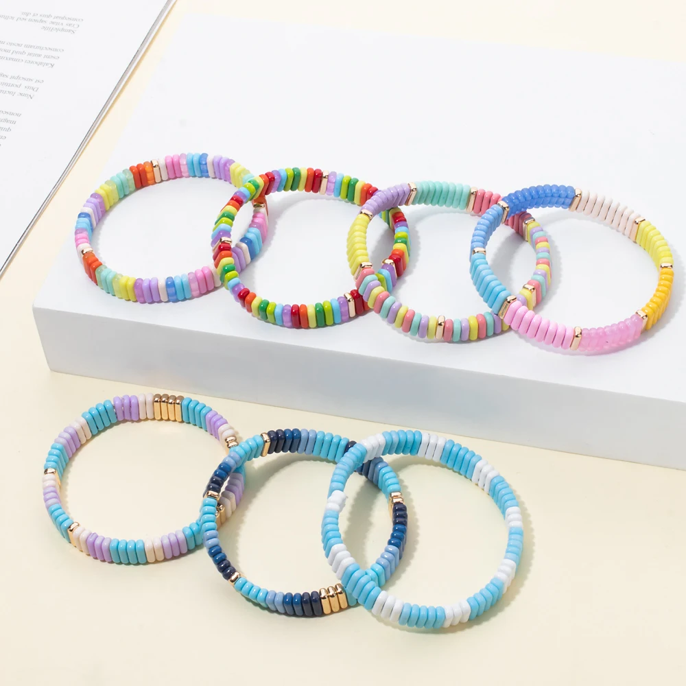 BEUTIFOR Neue Ankunft Regenbogen Emaille Armbänder für Frauen Boho Candy Farbe Perlen Elastische Bunte Armreif Frauen Charme Schmuck 2024 – Detail 4