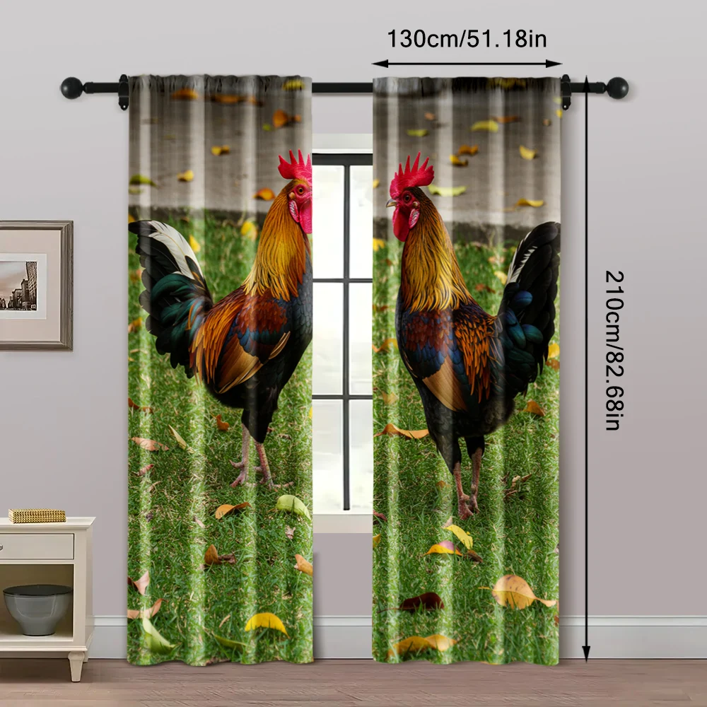 2pcs, Party Curtain Rooster Garden Blackout Polyester Birthday Party Suitable for Holiday Decorations bedroom decor 5