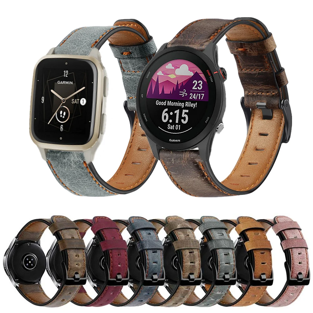 

Кожаный ремешок для Garmin CAME Sq 2 Forerunner 255 музыкальный ретро-браслет для Garmin подход S12 S40 S42 классический ремешок для часов
