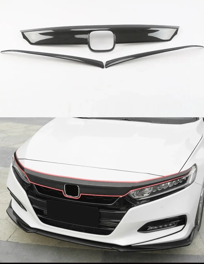 

For 3pcs Honda Accord Grille Decorative 18 19 21 New Accord Car Trim Cover ABS Material Paint Gloss Front Bumper Grille