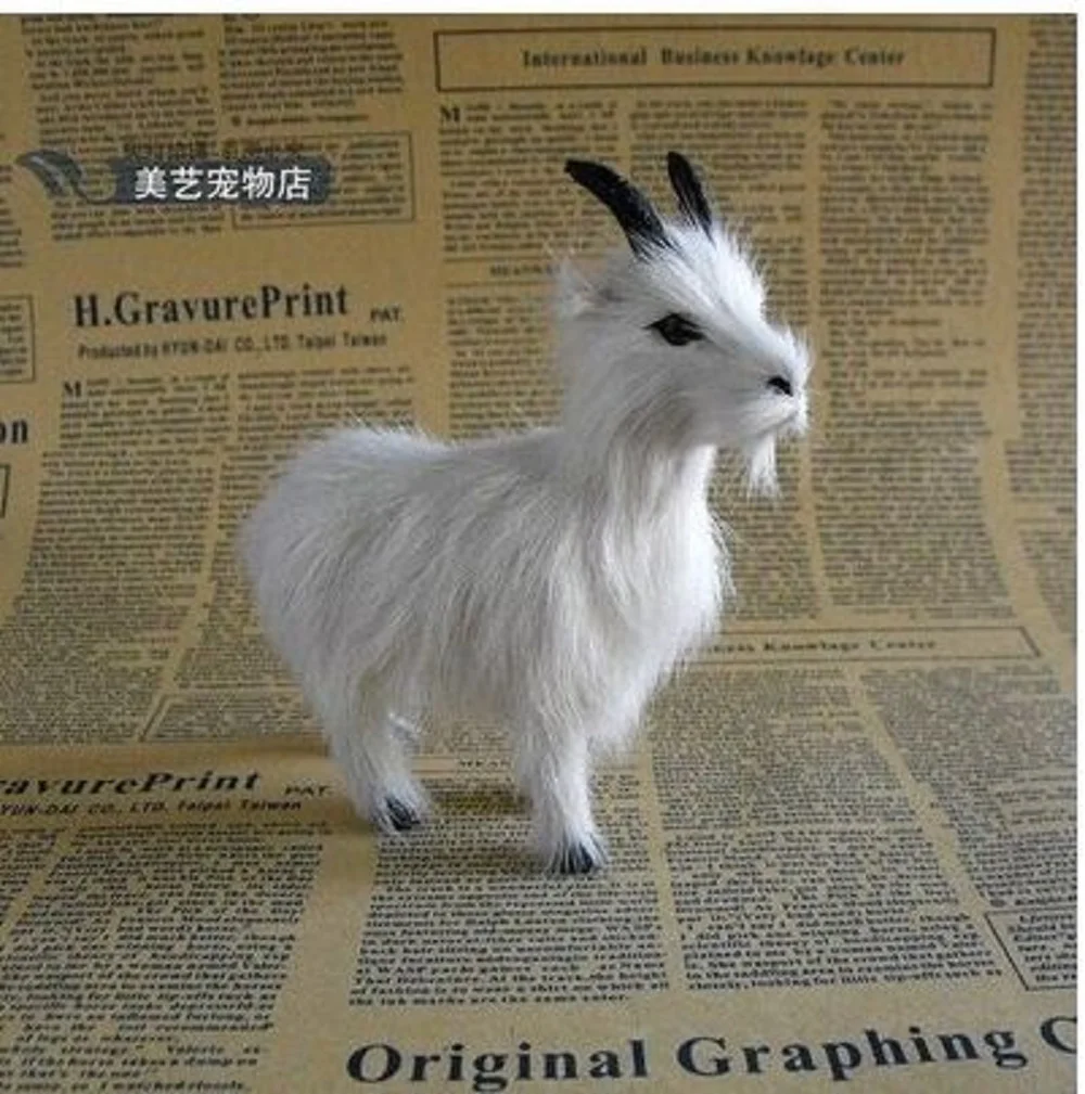 

Маленькая милая игрушка из овцы, пластиковая и меховая кукла из белой овцы, подарок около 13x4x12 см