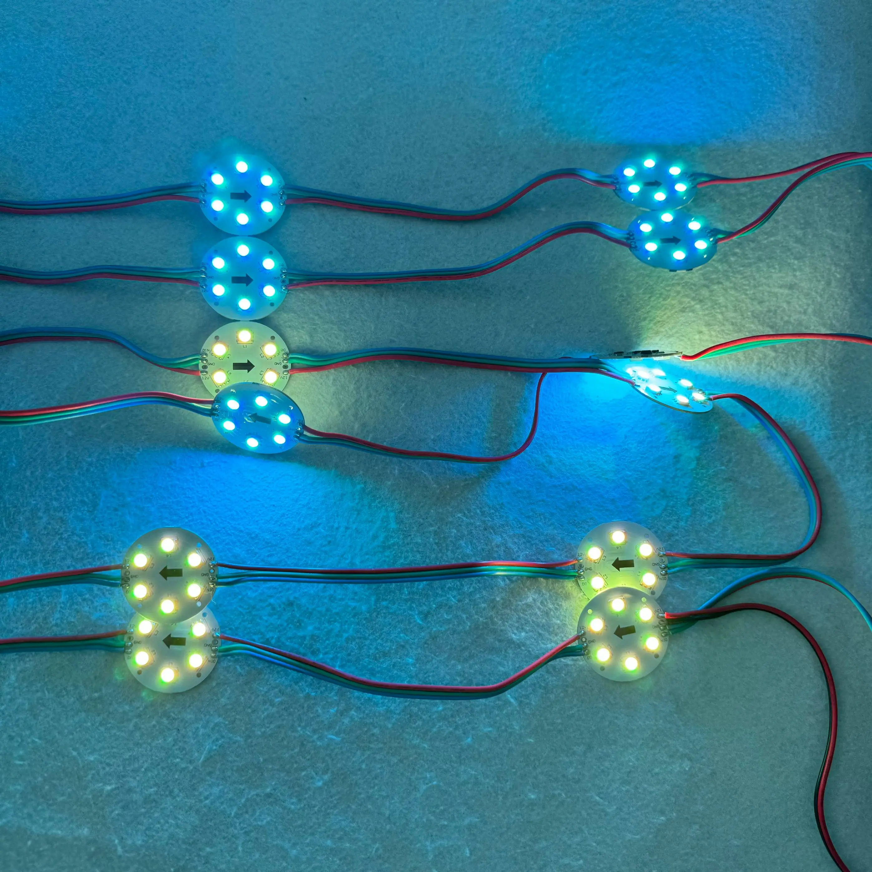 20 Pixels/String 38mm diameter WS2811 Pixel Module,non-waterproo;1.44W;DC12V RGB IC Addressable