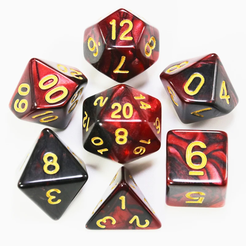 Polyhedral Dice Double-colors Red Black DND RPG TRPG Games Dice Set 7pcs/lot for Table Games Entertainment Party game dice dice set