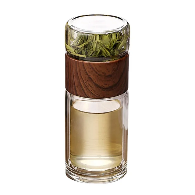 High Quality Double Glass Water Bottle With Case Tea Drink Bottle Infuser Tumbler Drinkware Waterbottle Eco-Friendly 5