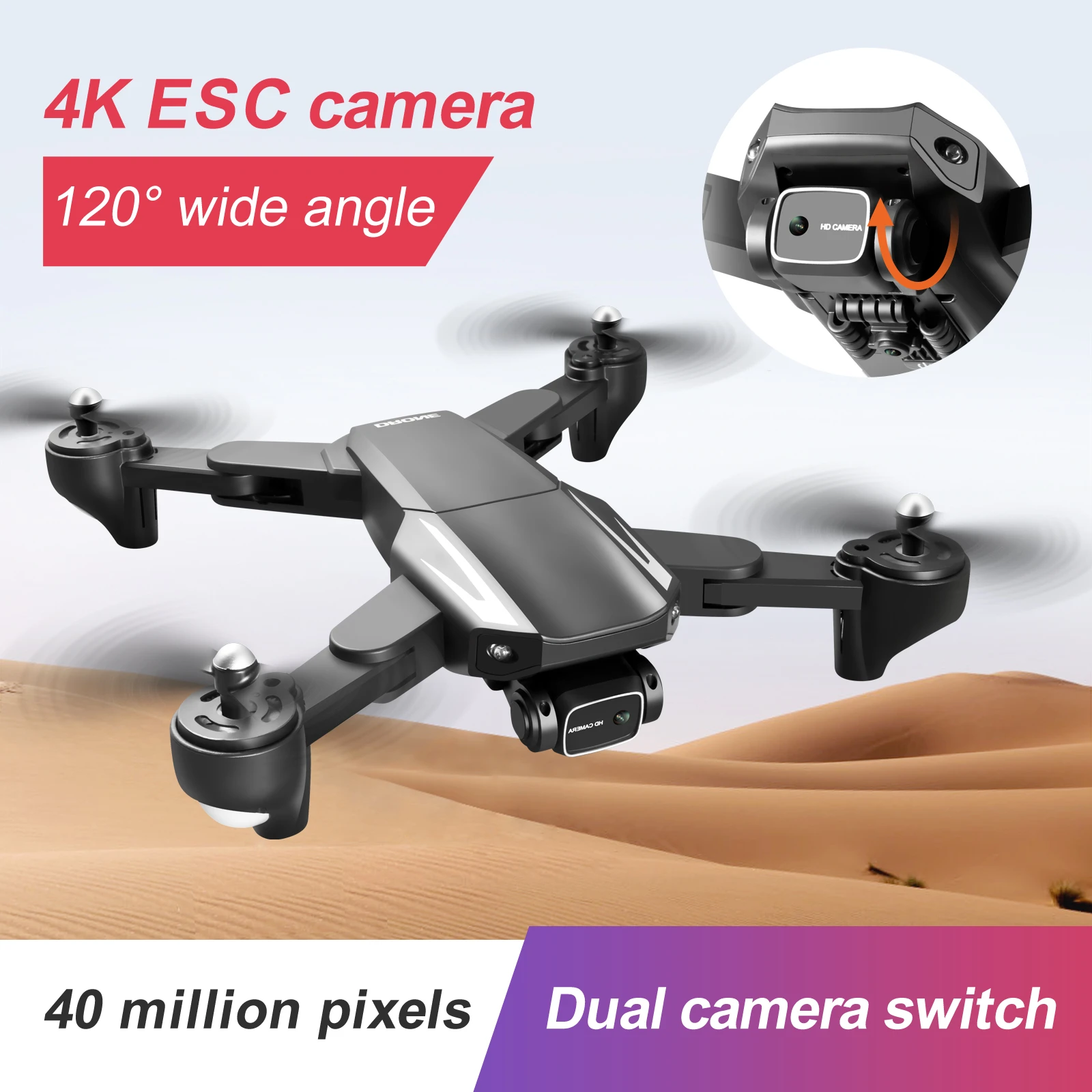 2022 New S93 Drone 4K HD Dual Camera GPS WIFI FPV Vision Optical Flow ESC Camera Foldable RC Quadcopter Professional Drone Gift toy helicopter