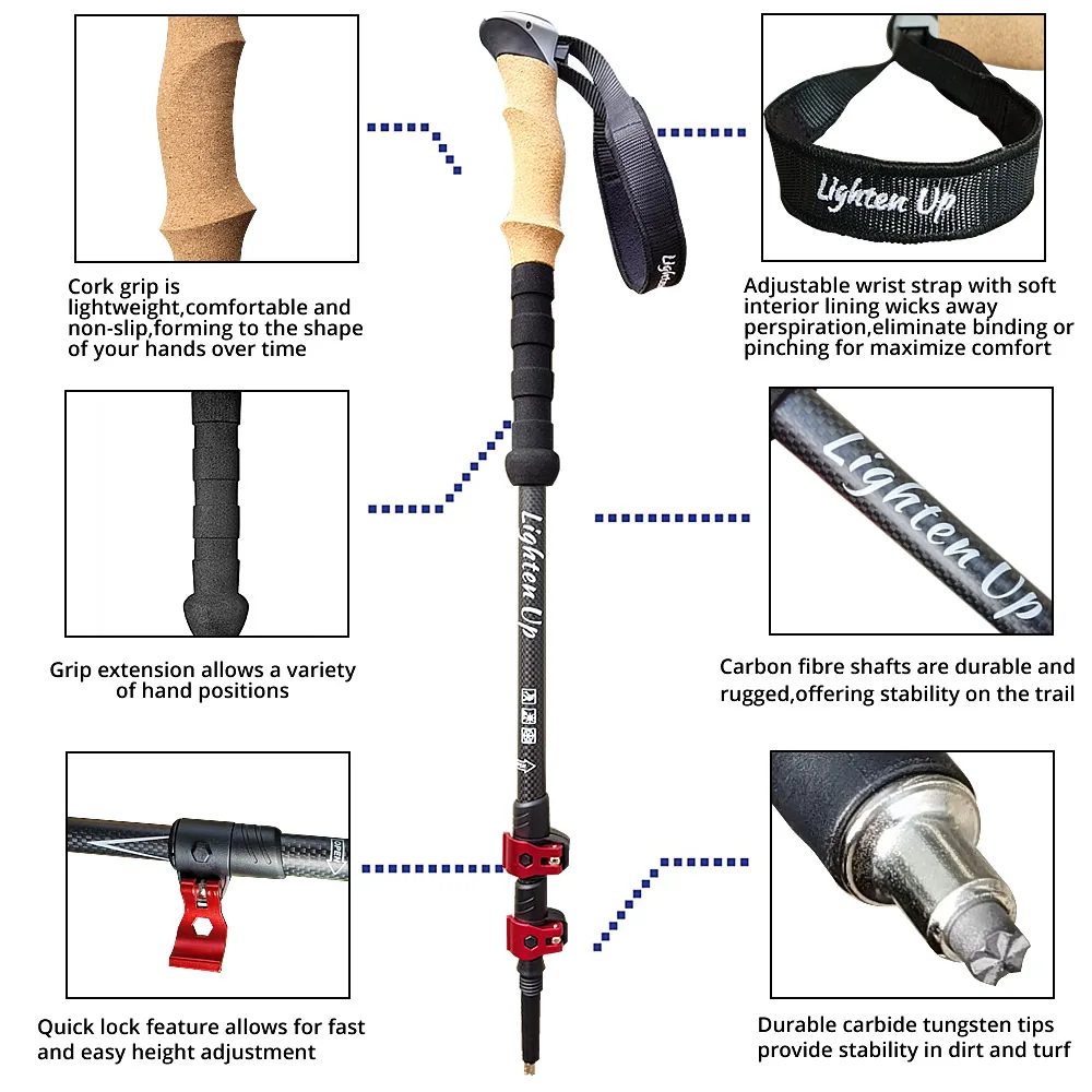 4 Sections Outdoor Folding/Telescopic Trekking Pole Camping Portable Walking Stick Pole Nordic Elderly Telescopic Pole 등산스틱폴대 4