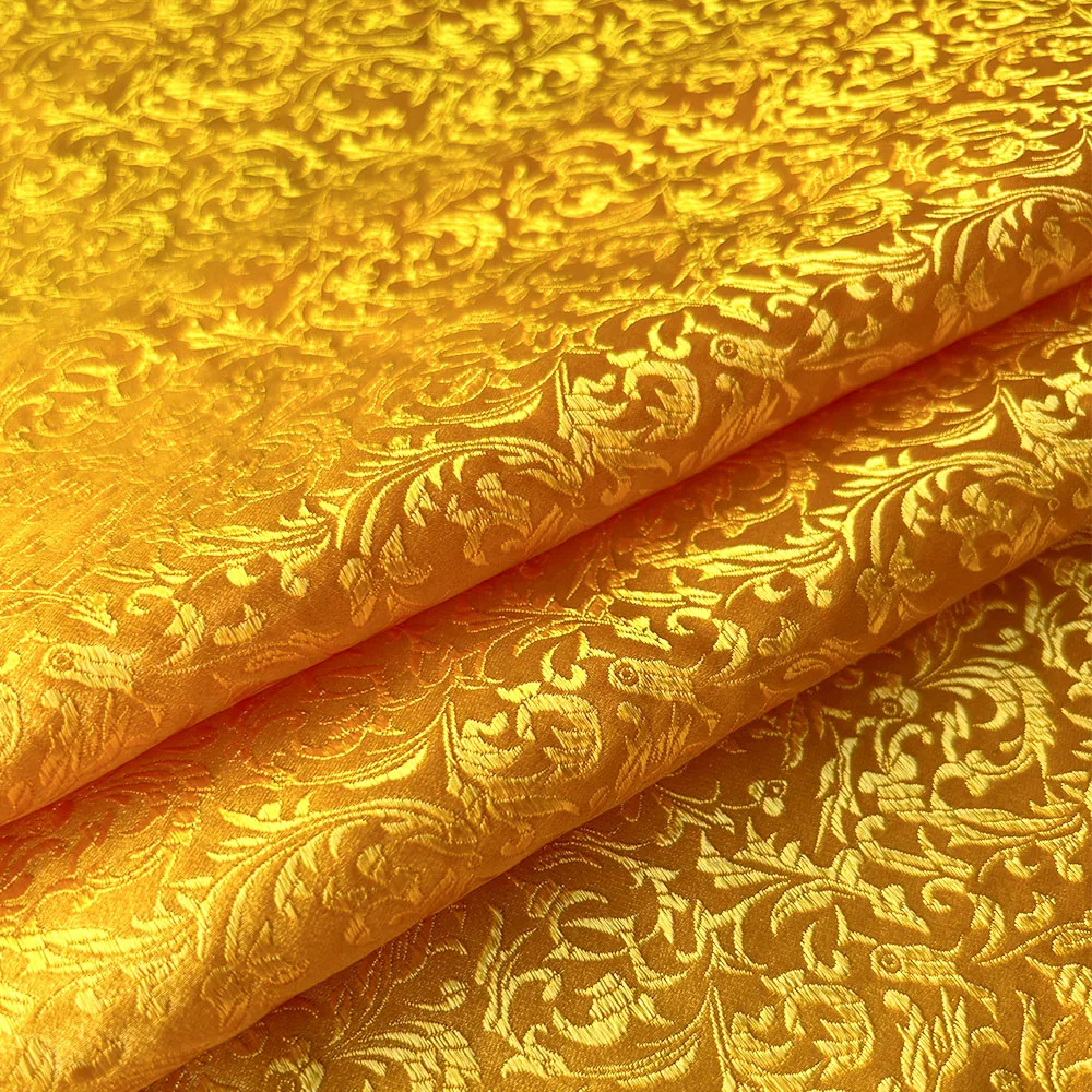 High Quality Wheat Floral Style Damask Silk Satin Brocade Jacquard Fabric Costume Upholstery Furniture Curtain Clothing Material