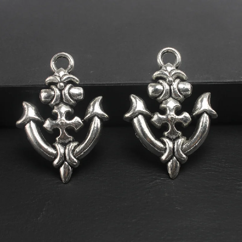 

8pcs Antique Silver Color Punk Style Cross Anchors Alloy Pendant DIY Charms Necklace Earrings Jewelry Crafts Metal Accessories