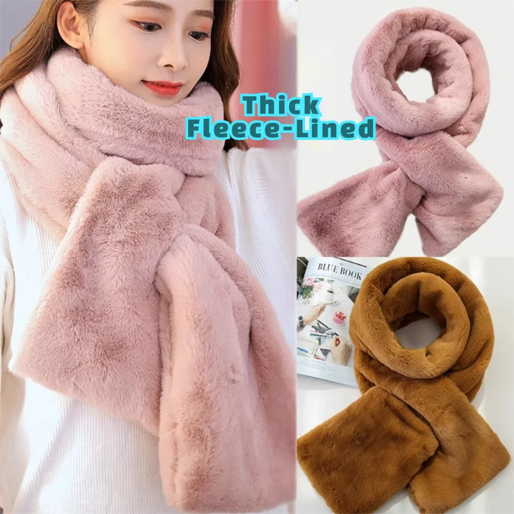 Warm Faux Fur Winter Scarf Soft Plush Shawl for Women