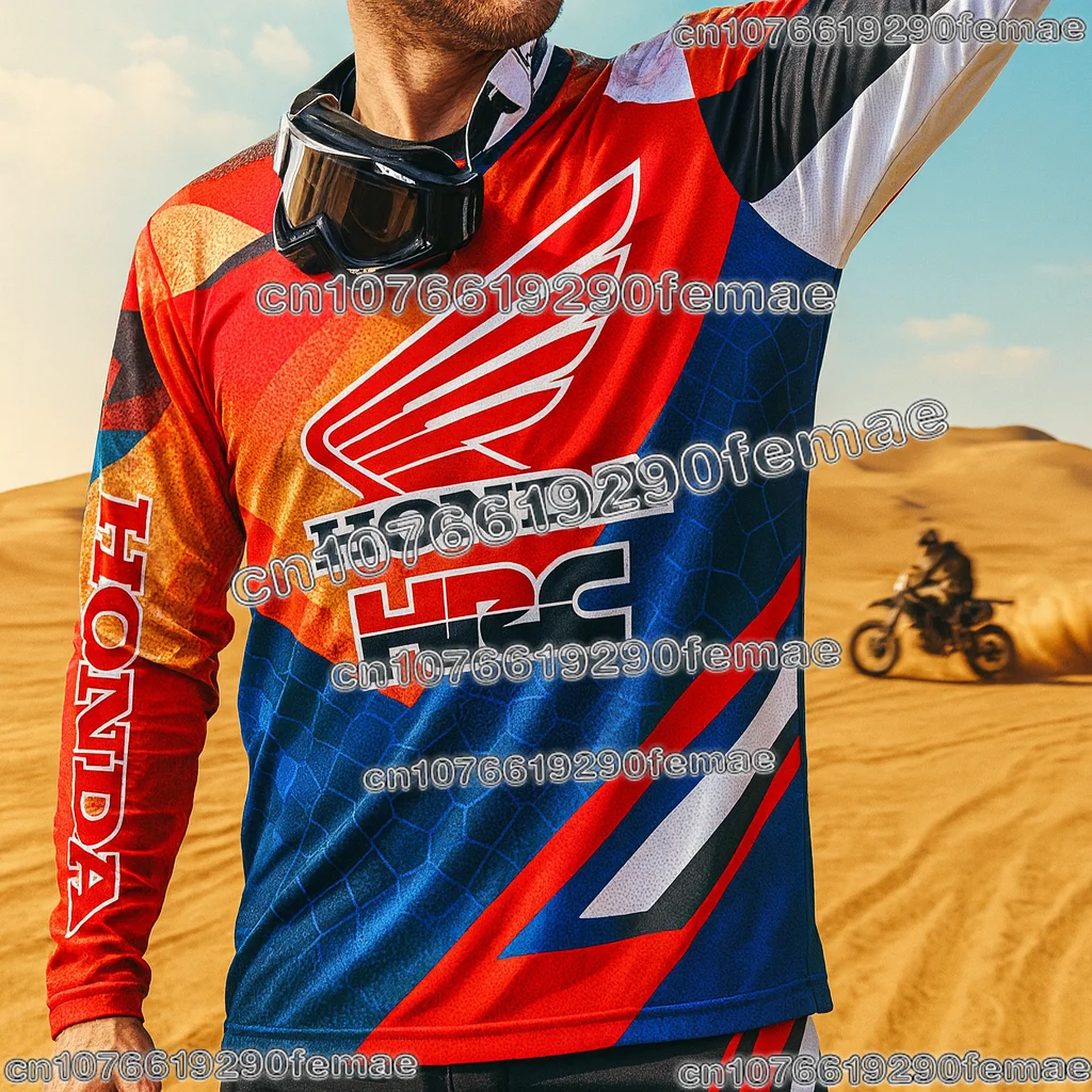 혼다 HRC 오토바이 긴 소매 저지 빠른 건조 먼지 자전거 레이싱 셔츠 통기성..