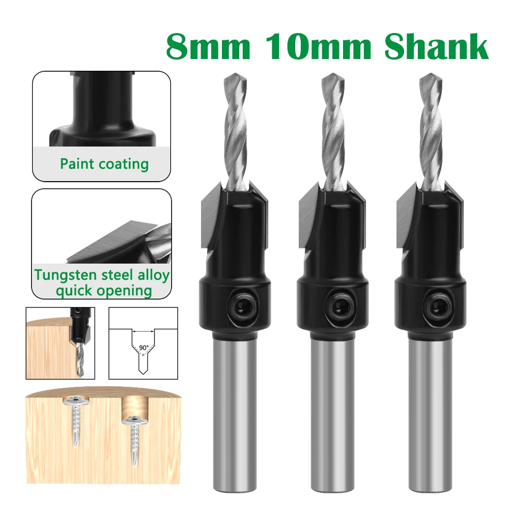 8/10mm Round Shank HSS Core Drill Bit Woodworking Countersink Drill Bit