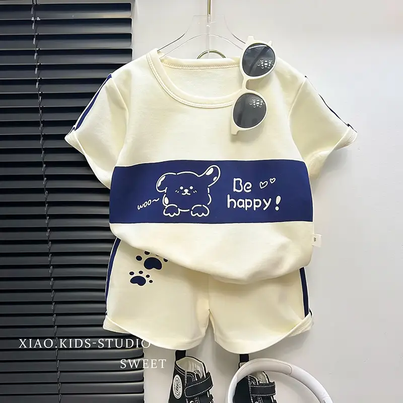 Children's Sets mother Kids Clothes Boys Girl T-shirt Shorts 2PCS  Short sleeve Baby Children Clothing Toddler Suit Suit Striped - Image 3