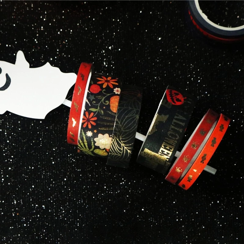 20롤 블랙 골드 와시 테이프 세트 해골 장식 장식 마스킹 테이프