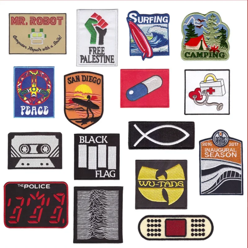 

20pcs/Lot Luxury Vintage Embroidery Patch Strange Things Surf Camp Peace Letter Robot Clothing Decoration Craft Diy Applique