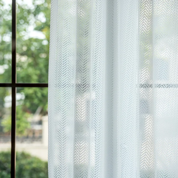 1PC Chenier Herringbone Pattern Cream Wind Bedroom Shading and Insulation Thick Window Screen Curtains for Living Room 2