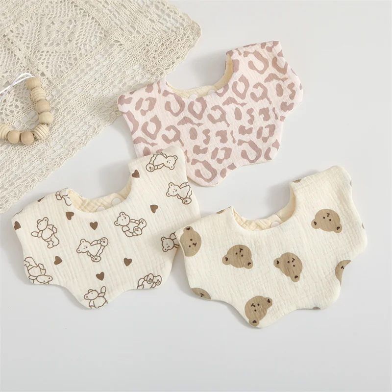 

360 Degree Newborn Baby Bibs 6 Layers Gauze Cotton Flower Bibs Infant Saliva Towel Starry Sky Rainbow Printed for Baby Boys Girl