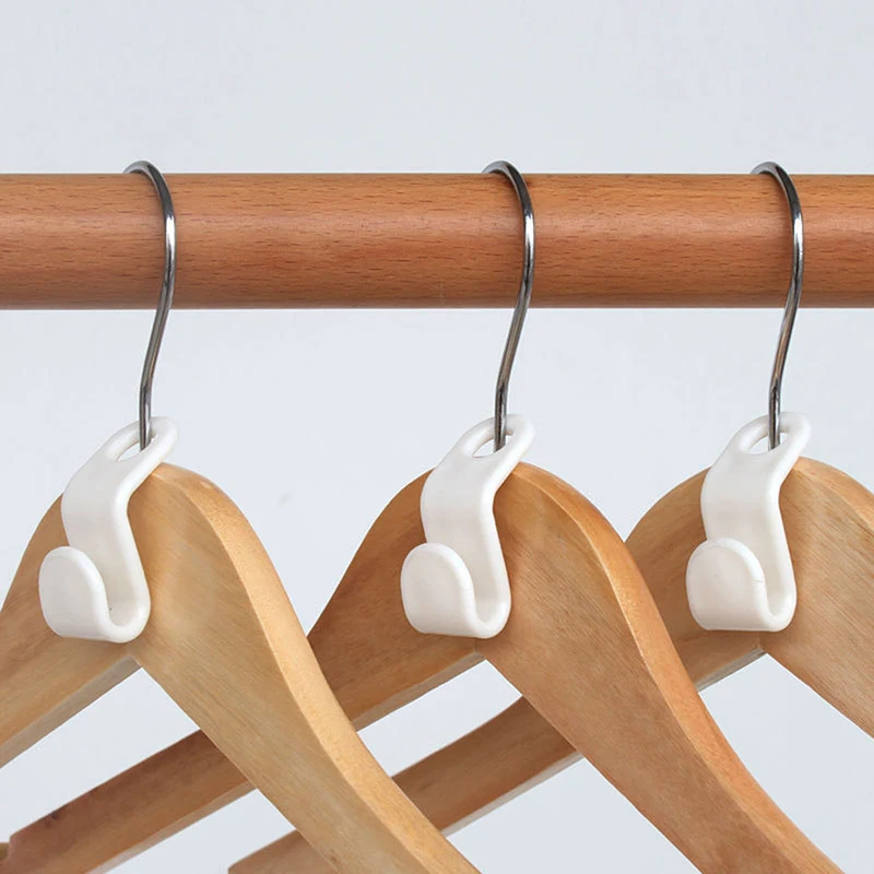 50Pcs Mini Clothes Hanger For Wardrobe Connector Hook Plastic Wardrobe Coat Extender Clips Holder Space Saving 5