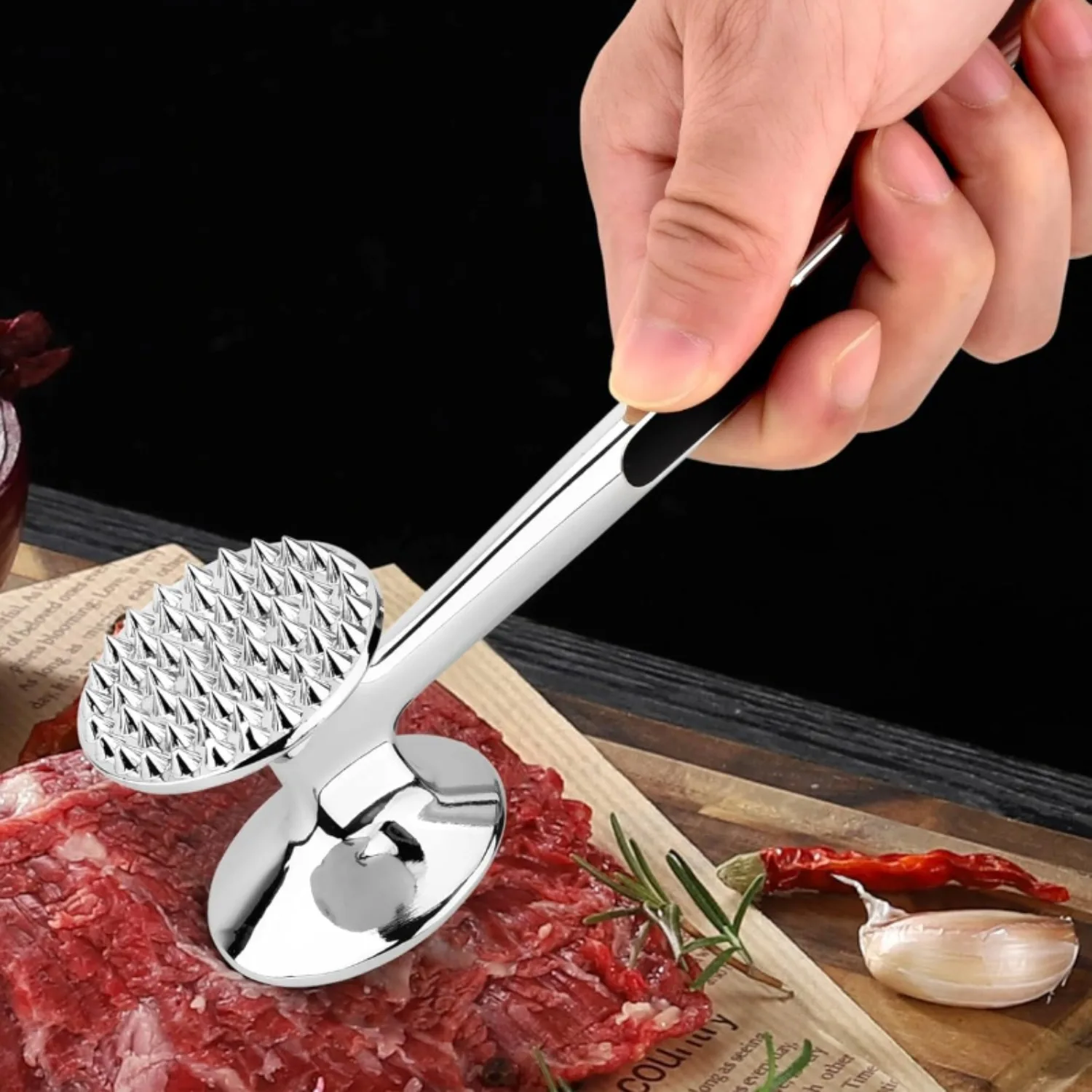 22.4CM Meat Tenderizer Hammer Household Aluminum Alloy Steak Metal Mallet Kitchen Tool Heavy Duty Durable Meat Tenderizer Hammer