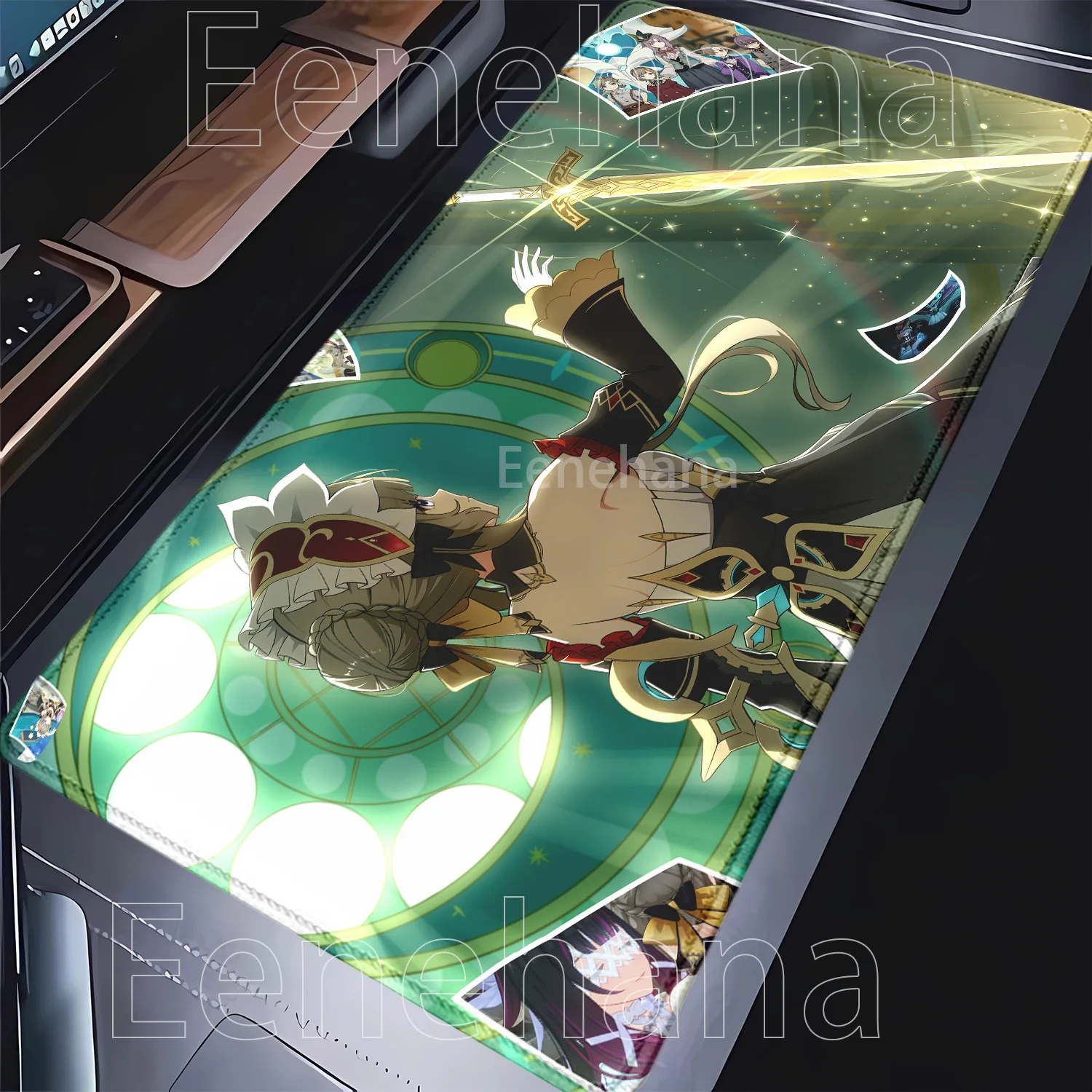 Genshin Impact Anime Kawaii Girl Gaming Mouse Pad - HD Print Desk Mat, Rubber Office Carpet with Overlock Edges