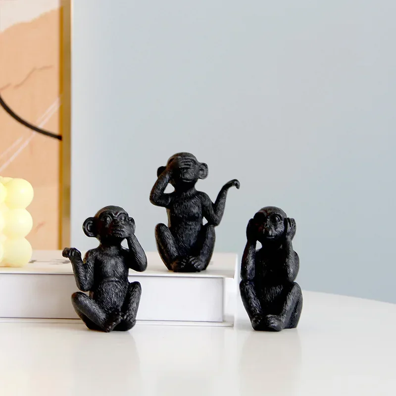 3pcs/set Miniature Monkey Figurines Home Decorative Ornament Crafts Home Bedroom Dormitory Dormitory Decor Crafts Miniatures