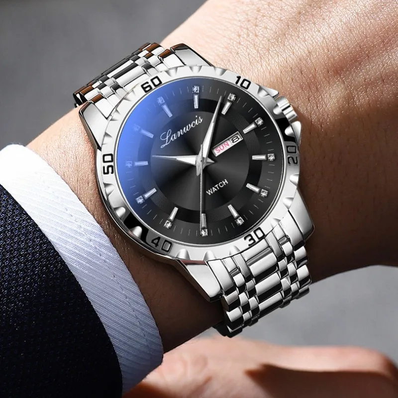 Men's Watch, Casual Fashion Steel Belt Calendar Luminous Business Quartz Watch