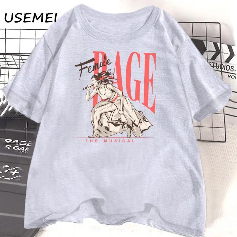 thumbnail image 1 of Camiseta Rage The Musical para mujer, ropa informal de algodón de manga corta con cuello redondo, estampada, ropa de calle Unisex, 1 of 5