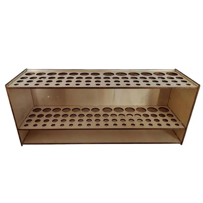 Paint Brush Holder 67 Hole Wooden Standing Desk Storage Rack Watercolor Tray Pencil