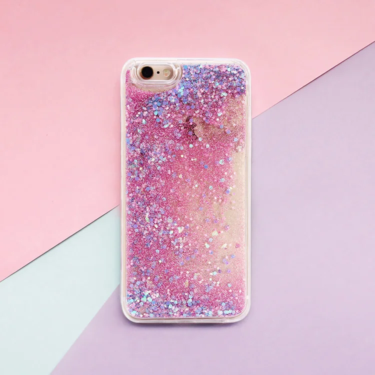 Sparkling Liquid Quicksand Glitter Stars Silicone Phone Case
