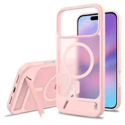 Magnetic Stand Case with Hard PC+TPU Frame and Bracket Holder - iPhone 17 Air (Pink - 1)