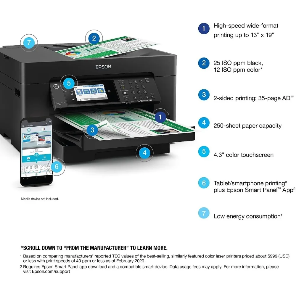 Workforce Pro WF-7820 Wireless All-in-One Wide-Format Printer with Auto 2-Sided Print 13" x 19", Copy, Scan & Fax 4