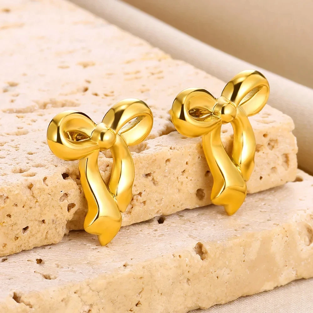 Fashion Bow Knot Stud Earrings for Women Girls