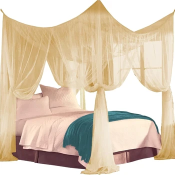 Sexy Mosquito Net Palace Four Door King/Queen Double Size Home Single Bed Prevent Insect Outdoor Square Grace White Canopy Net