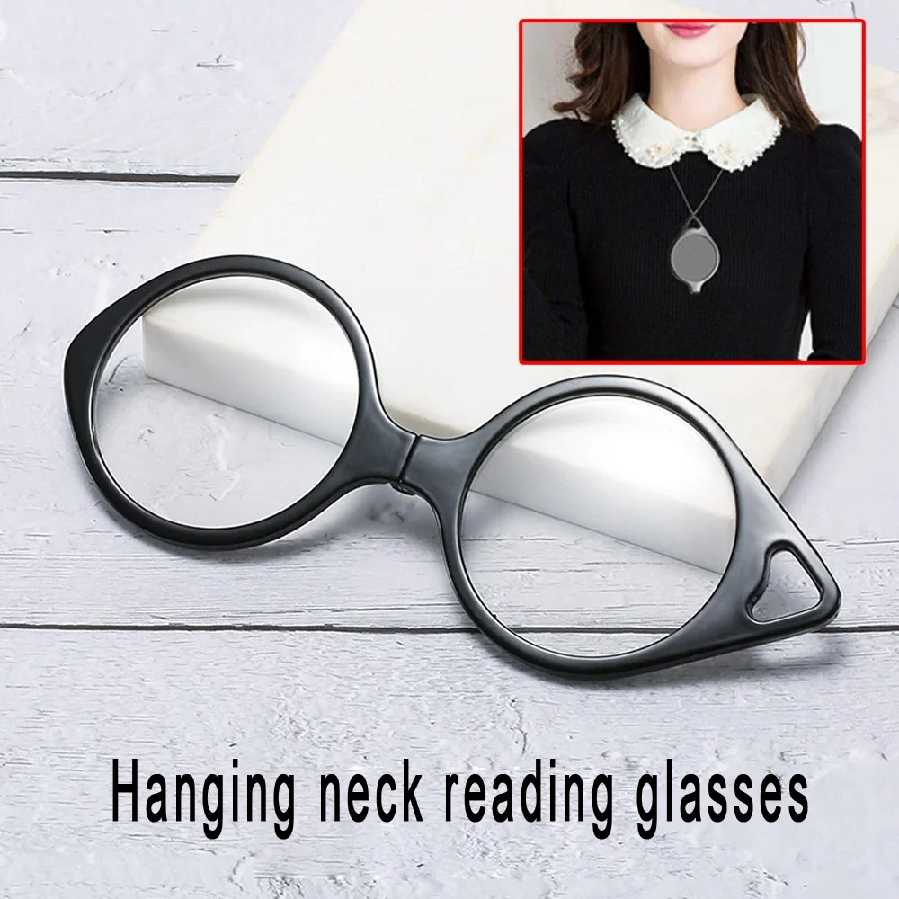 Portable Folding Reading Glasses Women Men Retro Presbyopic Eyeglasses Foldable Hanging Neck Glasses +1.00~+4.00 3
