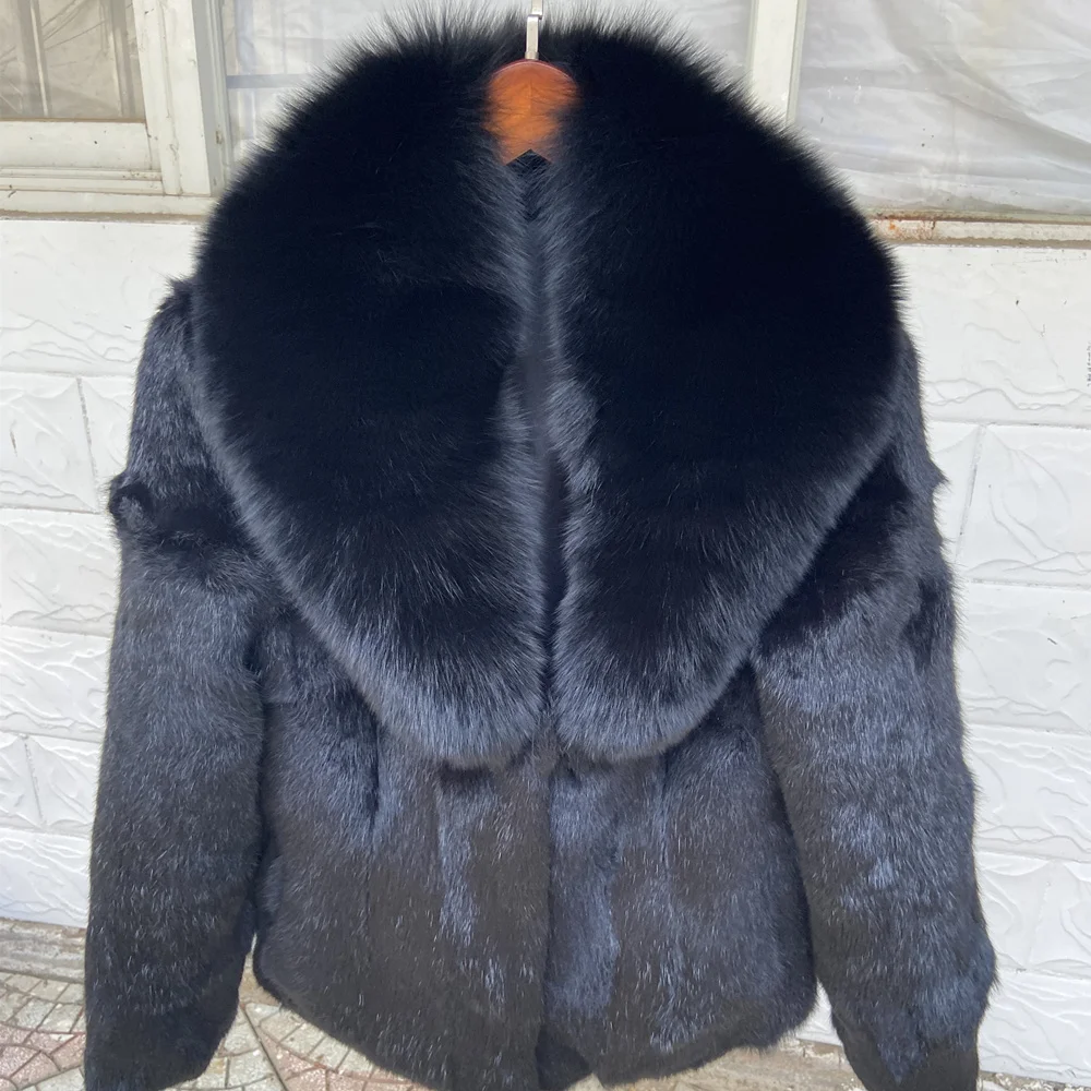 Real Rabbit Fur Coat New Fashion for Women Winter Shawl Collar of Natural Fox Thick Luxury Warm in Promotion Especially Jacket