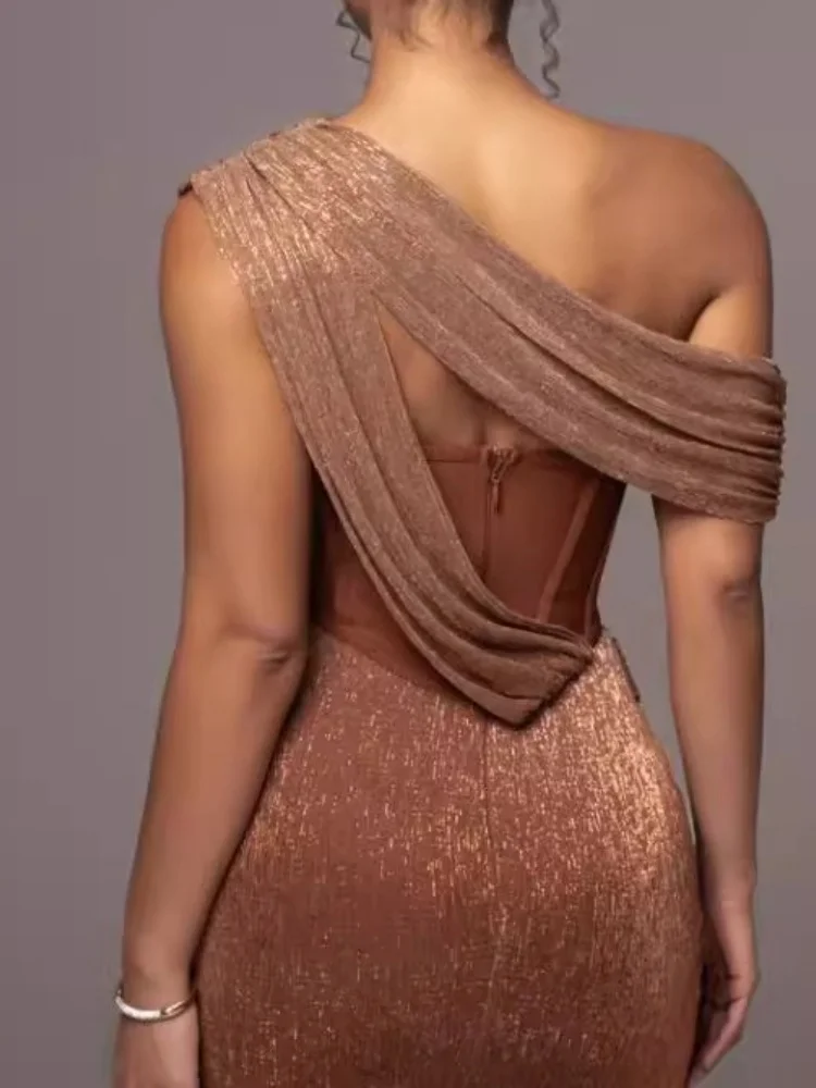 Wmstar Dress Women Wholesale The New Solid Color Slit Halter Dresses Fashionable Woman with Heart Shaped Collar Sexy Form Trendy